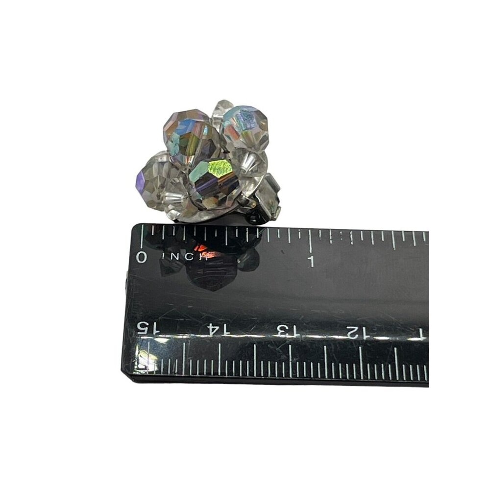 VTG LAGUNA AB SMOKEY DARK & CLEAR BEAD CLUSTER CLIP ON EARRINGS SILVER TONE - Picture 14 of 14
